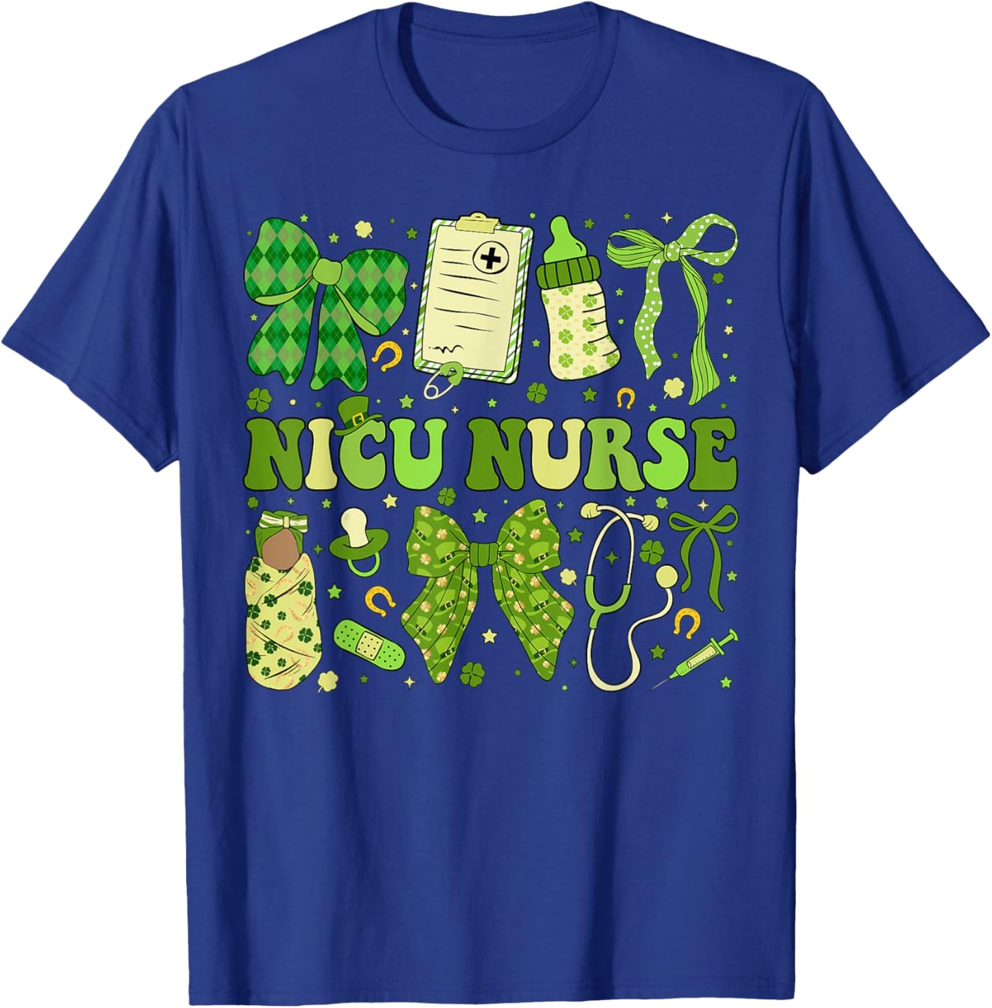 St Patricks NICU Nurse Neonatal Coquette Saint Patrick T-Shirt - T-Shirt | Royal