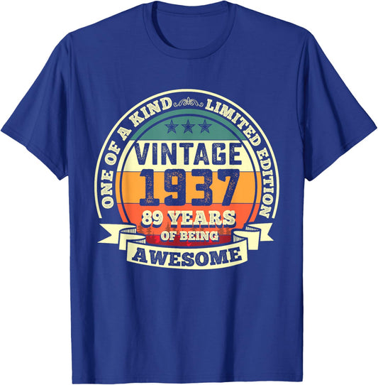 89th Birthday Gift 89 Years of Being Awesome 89 Years Old T-Shirt - T-Shirt | Royal