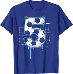 Soccer 5 Year Old Ice Cream Drip Youth 5th Birthday Boy 5 T-Shirt - T-Shirt | Royal