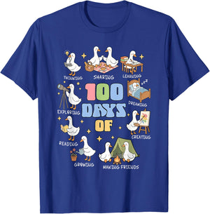 100 Days of Being A Silly Goose 100th Day of School Goose T-Shirt - T-Shirt | Royal
