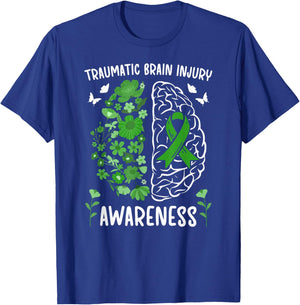 Traumatic Brain Injury Awareness Flowers TBI Awareness Month T-Shirt - T-Shirt | Royal