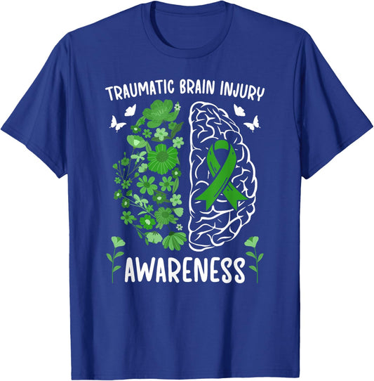 Traumatic Brain Injury Awareness Flowers TBI Awareness Month T-Shirt - T-Shirt | Royal