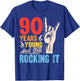 90 Years Young and Still Rocking It Vintage 90th Birthday T-Shirt - T-Shirt | Royal
