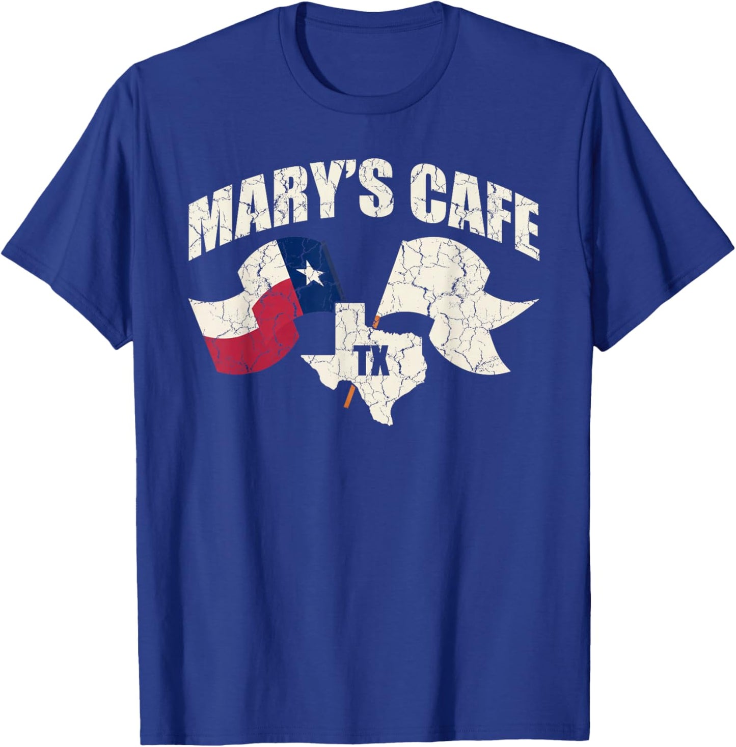 Mary's Cafe Vintage Texas Flag Texans Lover Landman Series T-Shirt - T-Shirt | Royal