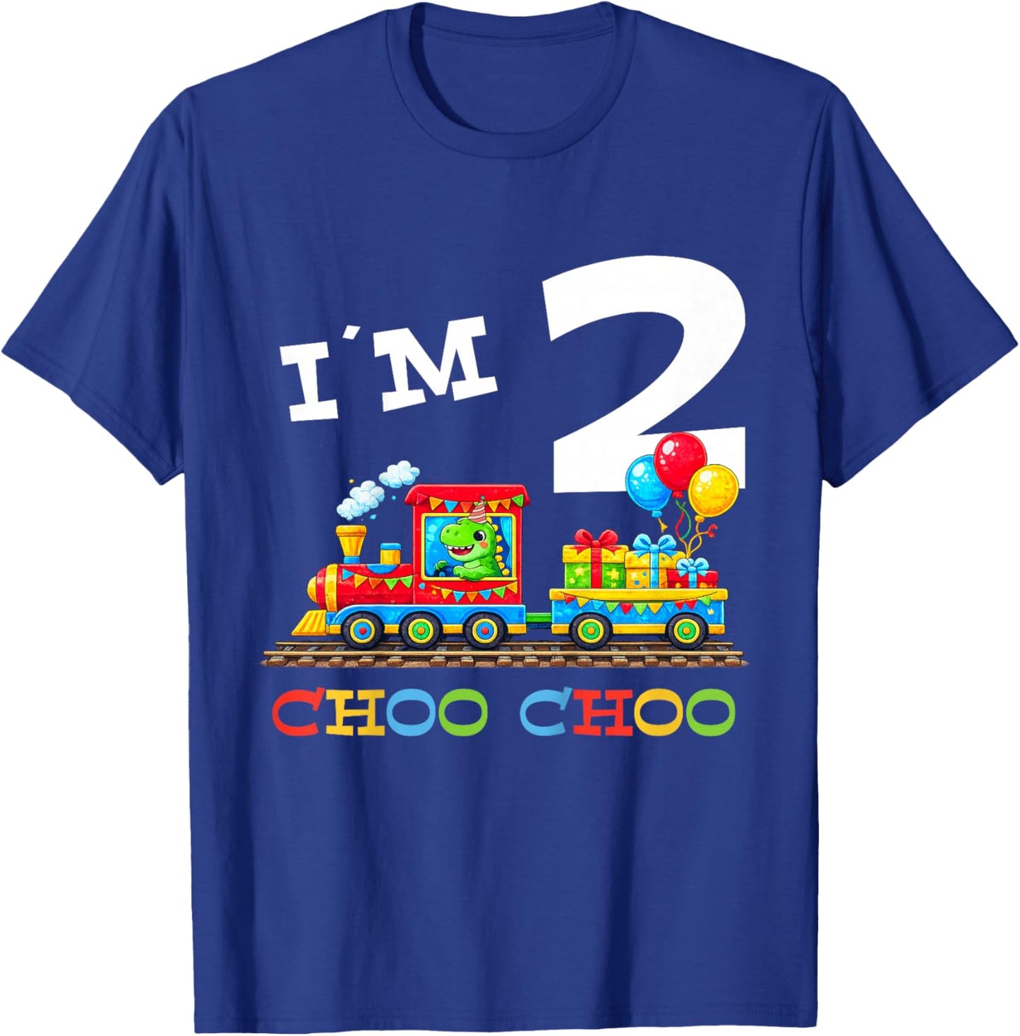Train Birthday 2 Year Old T-Shirt - T-Shirt | Royal