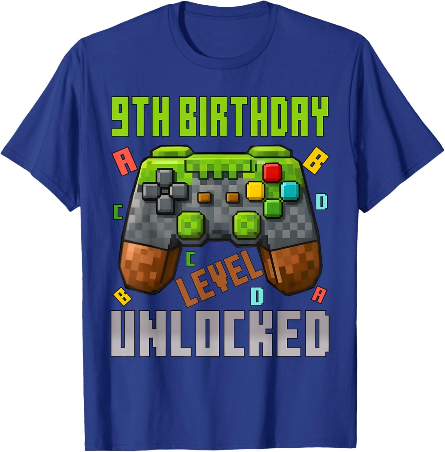 9th Birthday Boy Level 9 Unlocked Birthday Boy 9 Years Old T-Shirt - T-Shirt | Royal