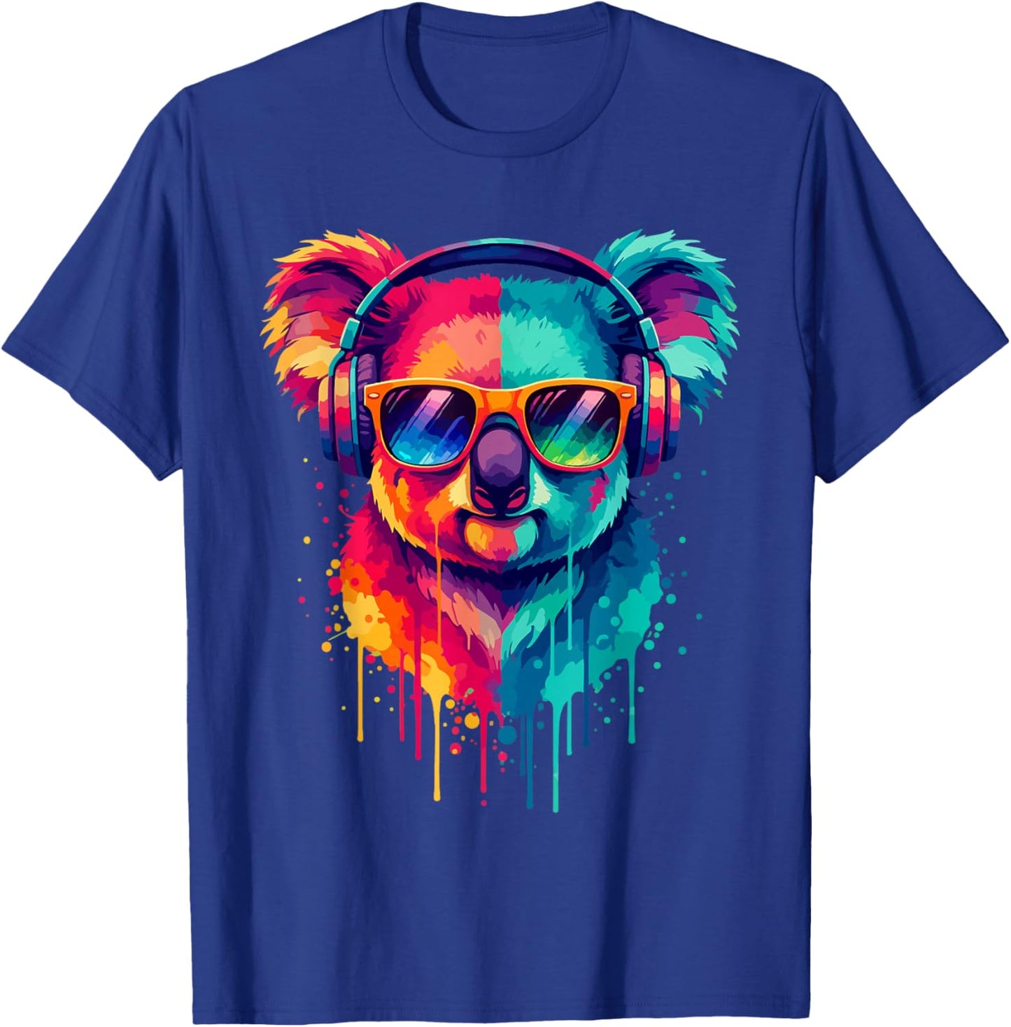 Koala Bear Wearing Headphones and Sunglasses EDM Rave Design T-Shirt - T-Shirt | Royal