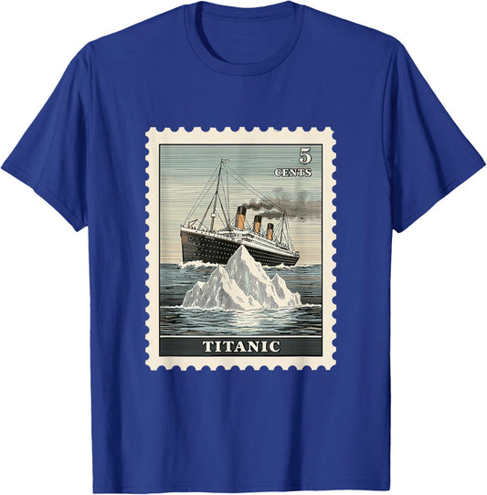 Vintage Titanic Ship Iceberg Stamp Historical Art T-Shirt - T-Shirt | Royal