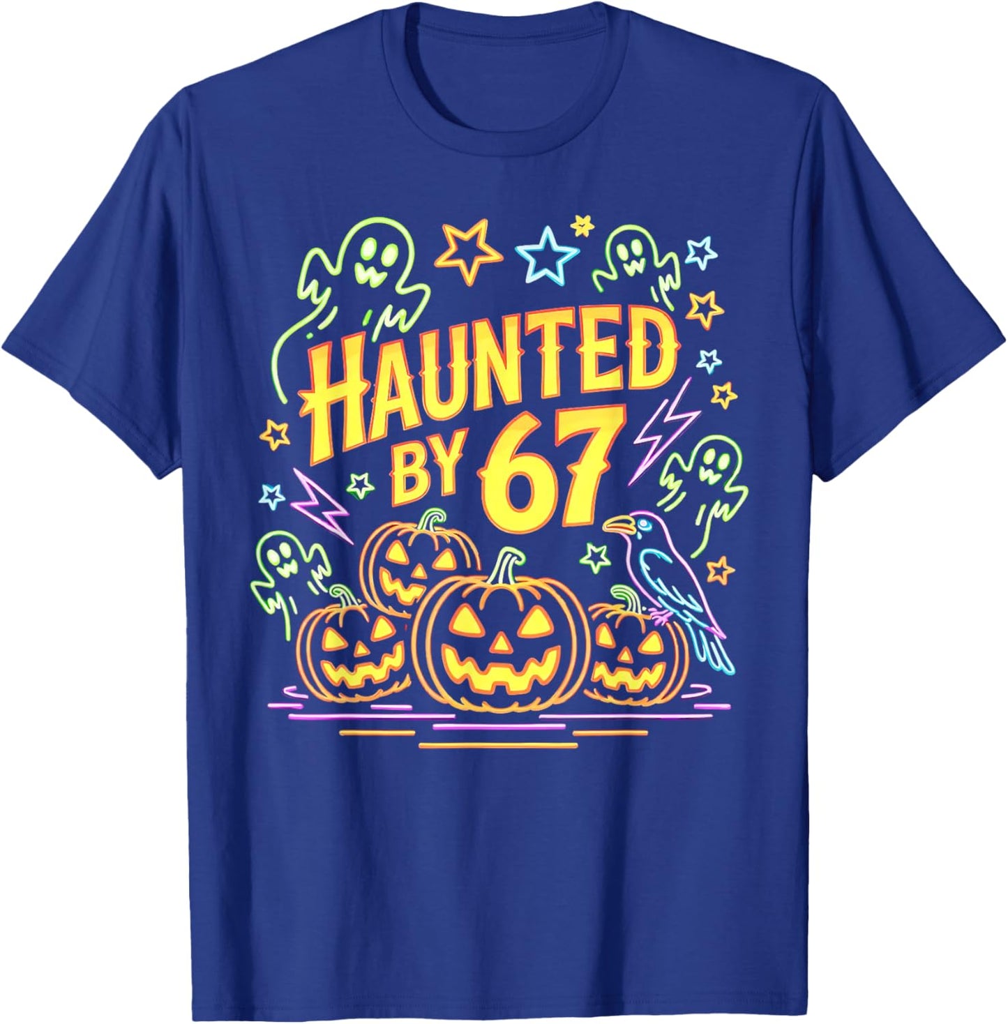 Haunted by 67 Funny Ghost and Pumpkin Halloween T-Shirt - T-Shirt | Royal