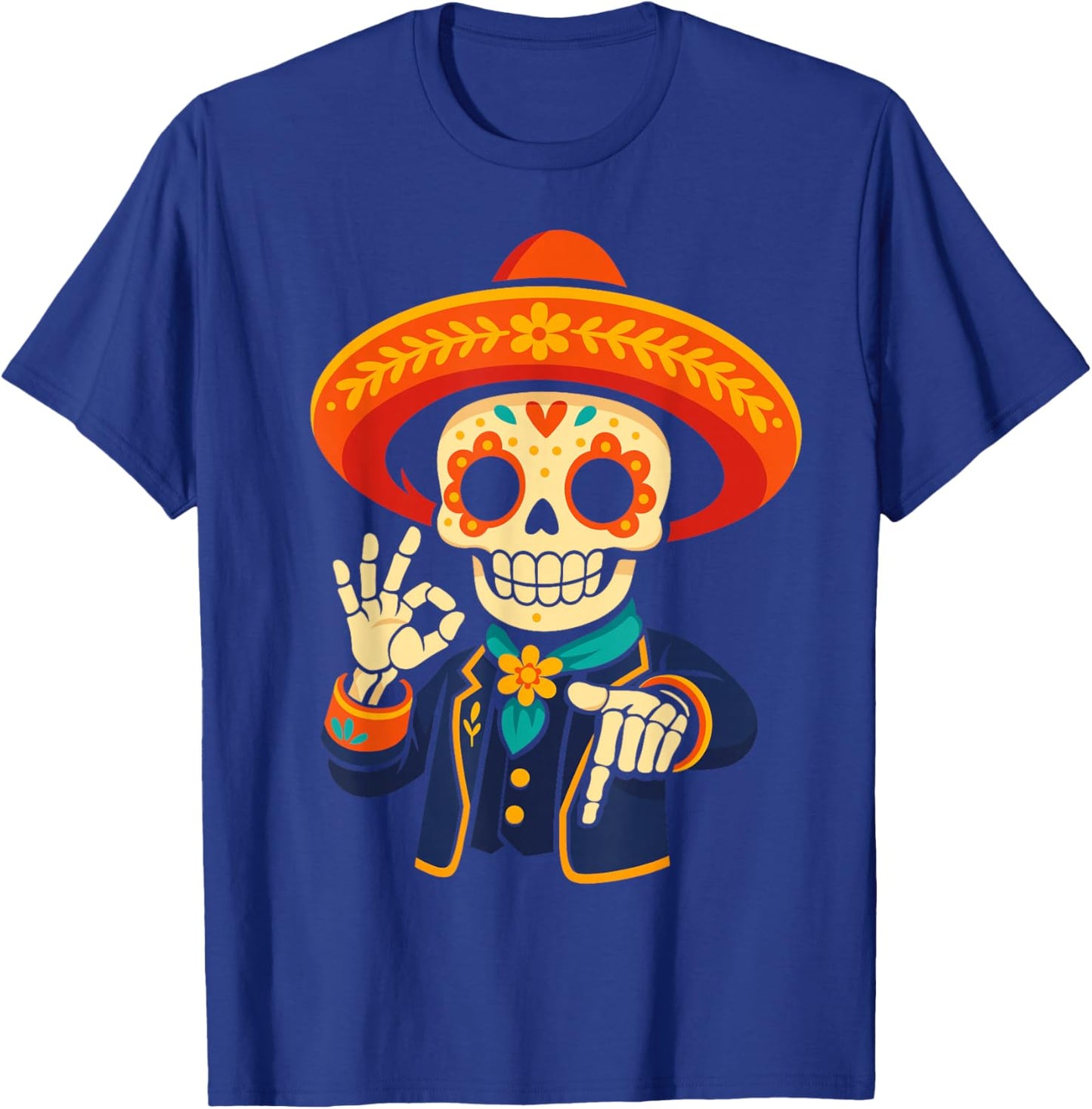Day of Dead Sugar Funny Dia de Los Muertos 67 Hand Meme T-Shirt - T-Shirt | Royal