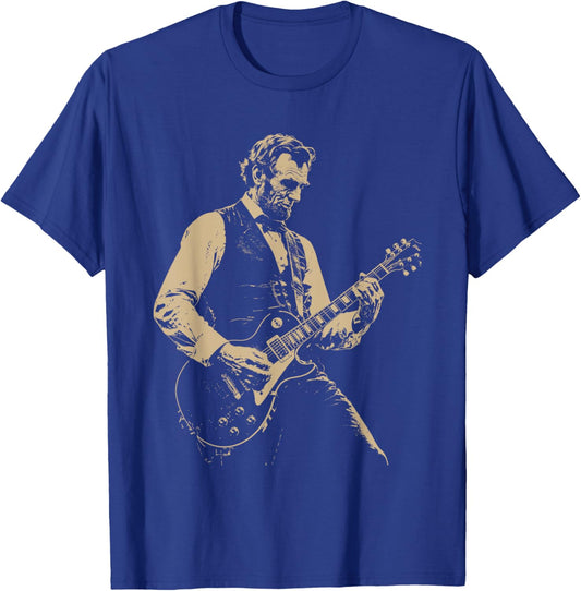 Abraham Lincoln Playing Guitar Retro Vintage Abe Lincoln T-Shirt - T-Shirt | Royal