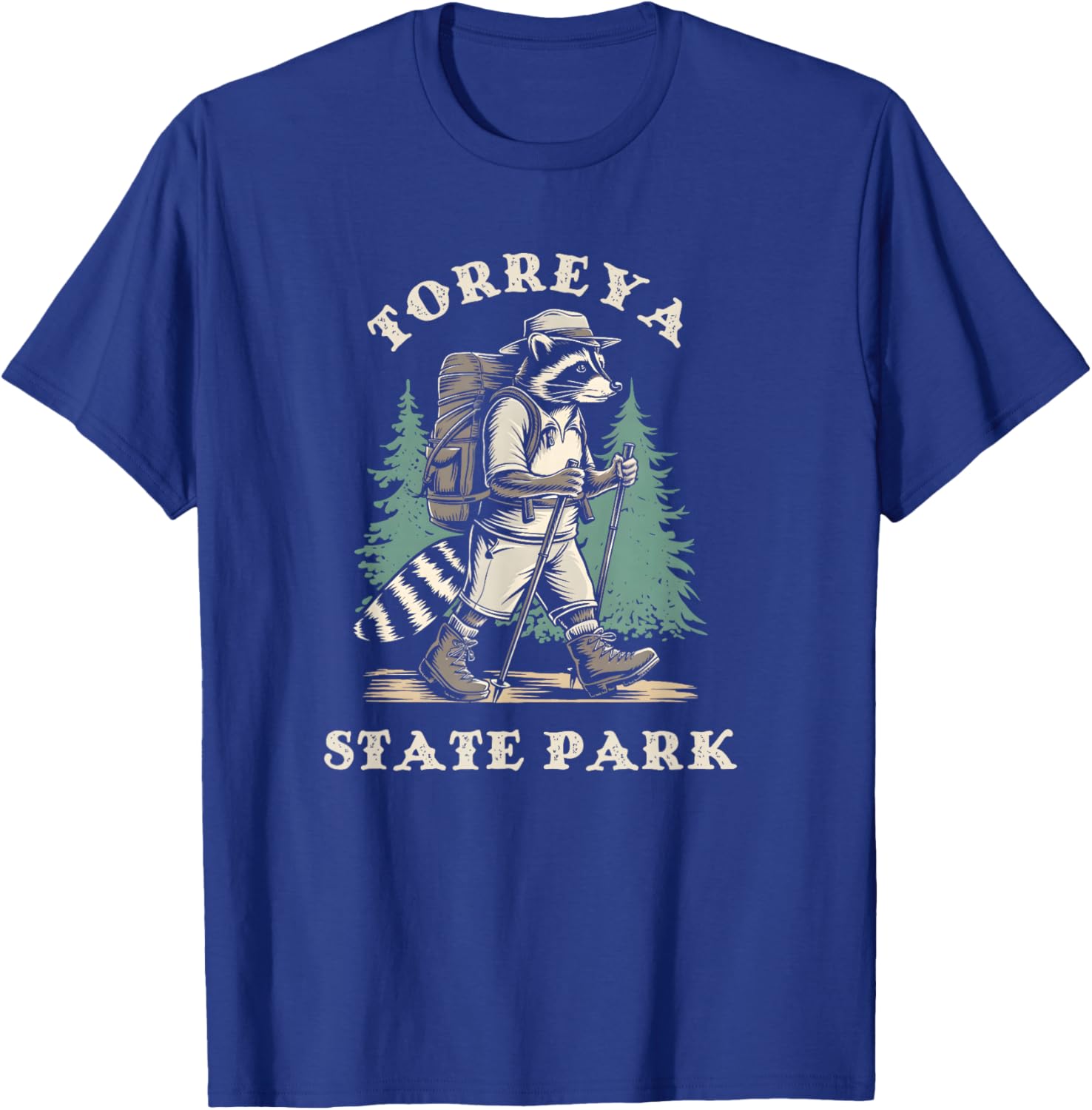 Torreya State Park Florida Hiking Backpacking Raccoon T-Shirt - T-Shirt | Royal