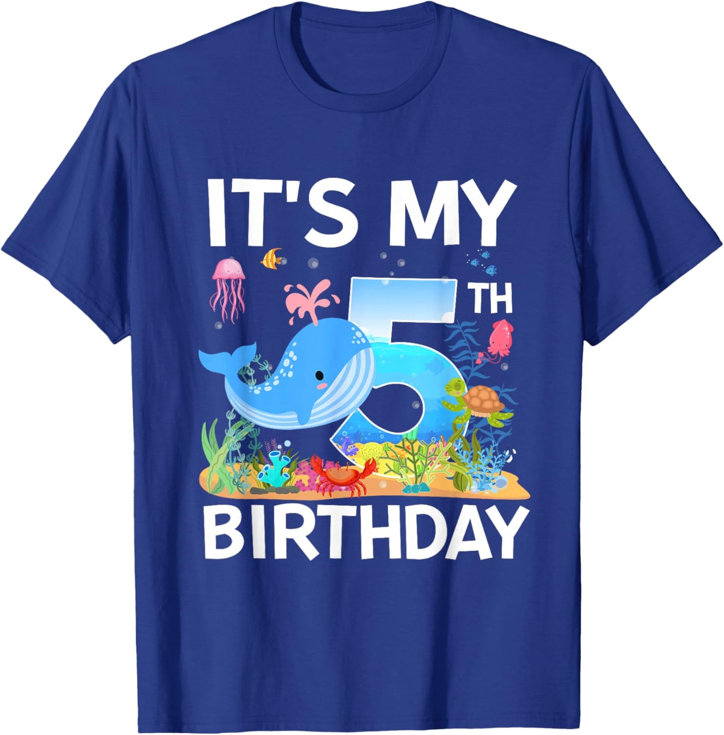 It's My 5th Birthday Whale Sea Animal Theme Party T-Shirt - T-Shirt | Royal