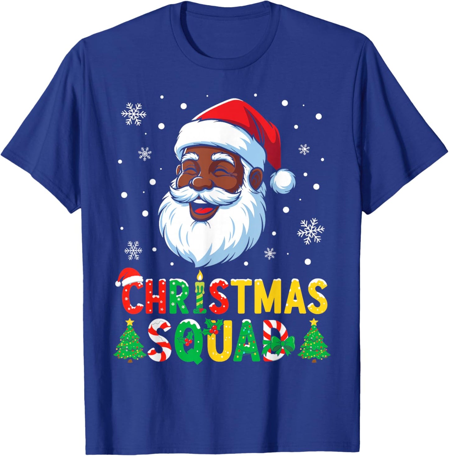 Santa Christmas Squad Black Men African American Family T-Shirt - T-Shirt | Royal