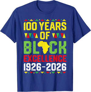 100 Years of Black Excellence Centennial Black History Month T-Shirt - T-Shirt | Royal