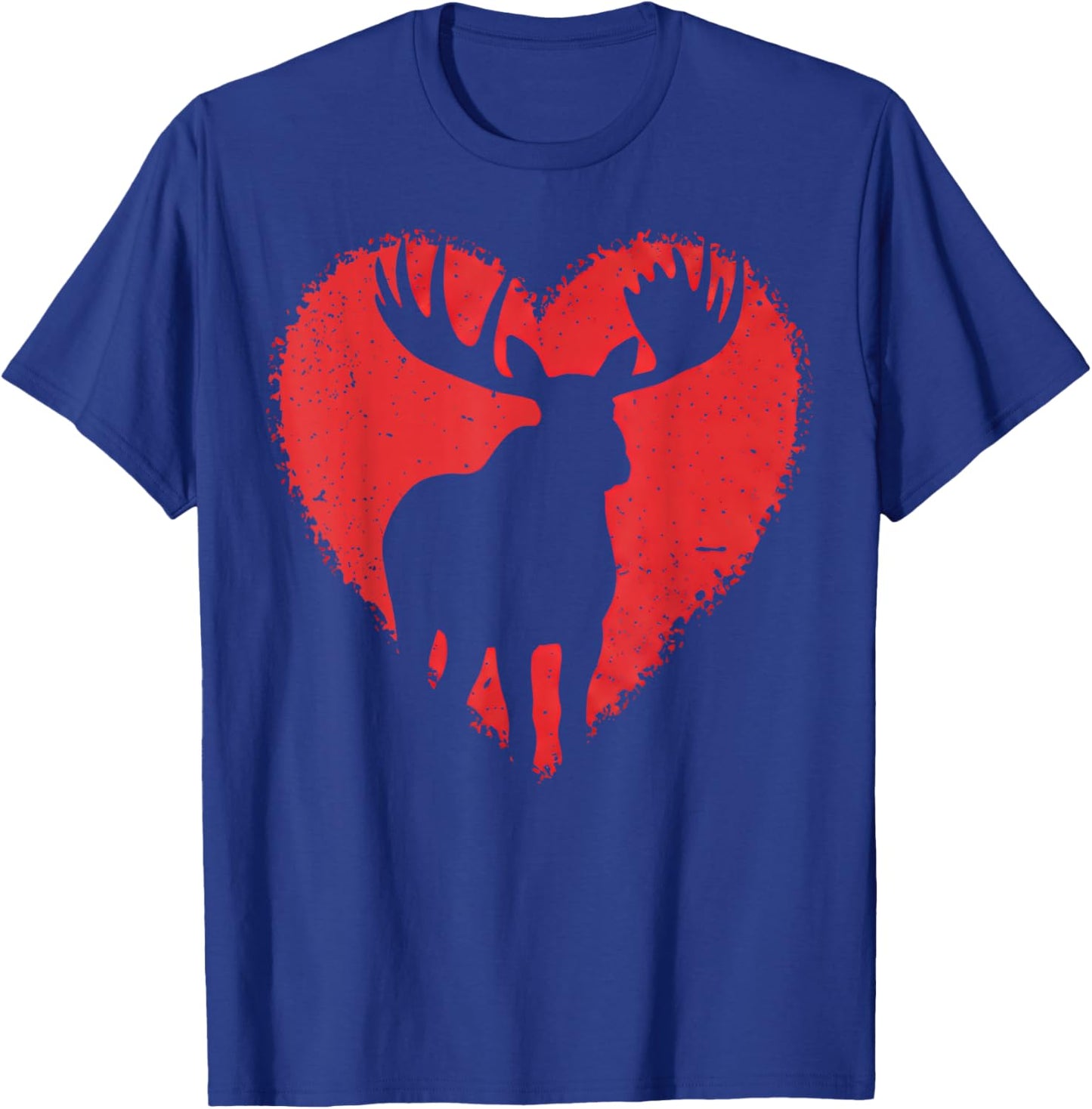 Moose Lover Valentines Day Cute Red Heart Wild Animal T-Shirt - T-Shirt | Royal