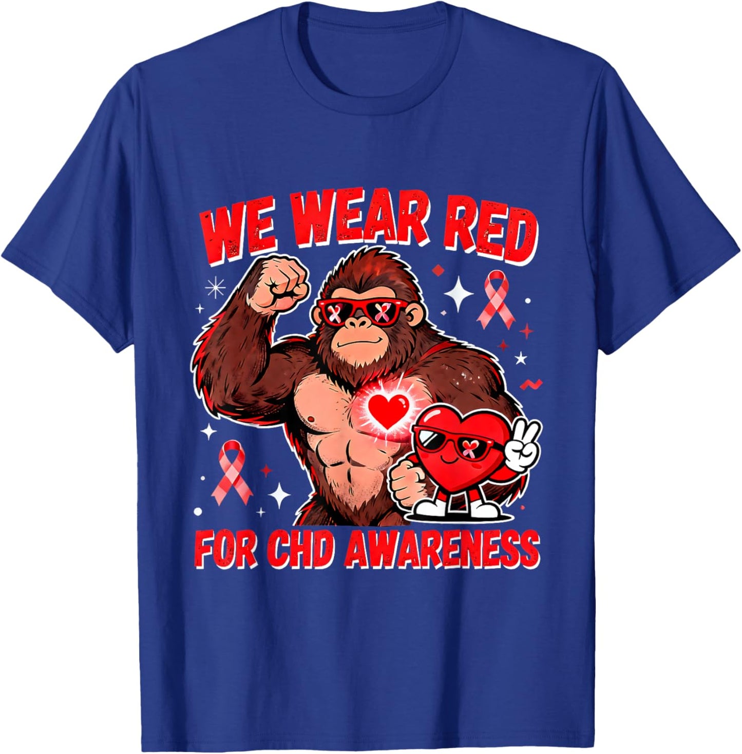 We Wear Red for CHD Awareness Heart Warrior Support T-Shirt - T-Shirt | Royal