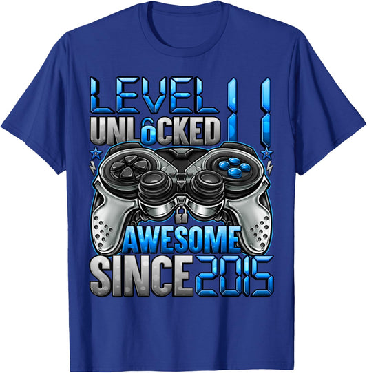 Level 11 Unlocked 11 Year Old Gifts Boys 11th Birthday Boy T-Shirt - T-Shirt | Royal