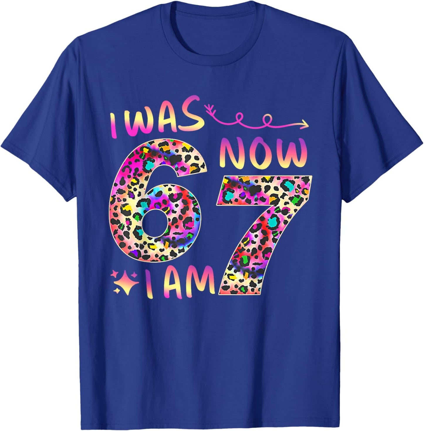 7 Year Old Birthday I was 6 Now I'm 7-67 Cheetah Leopard T-Shirt - T-Shirt | Royal