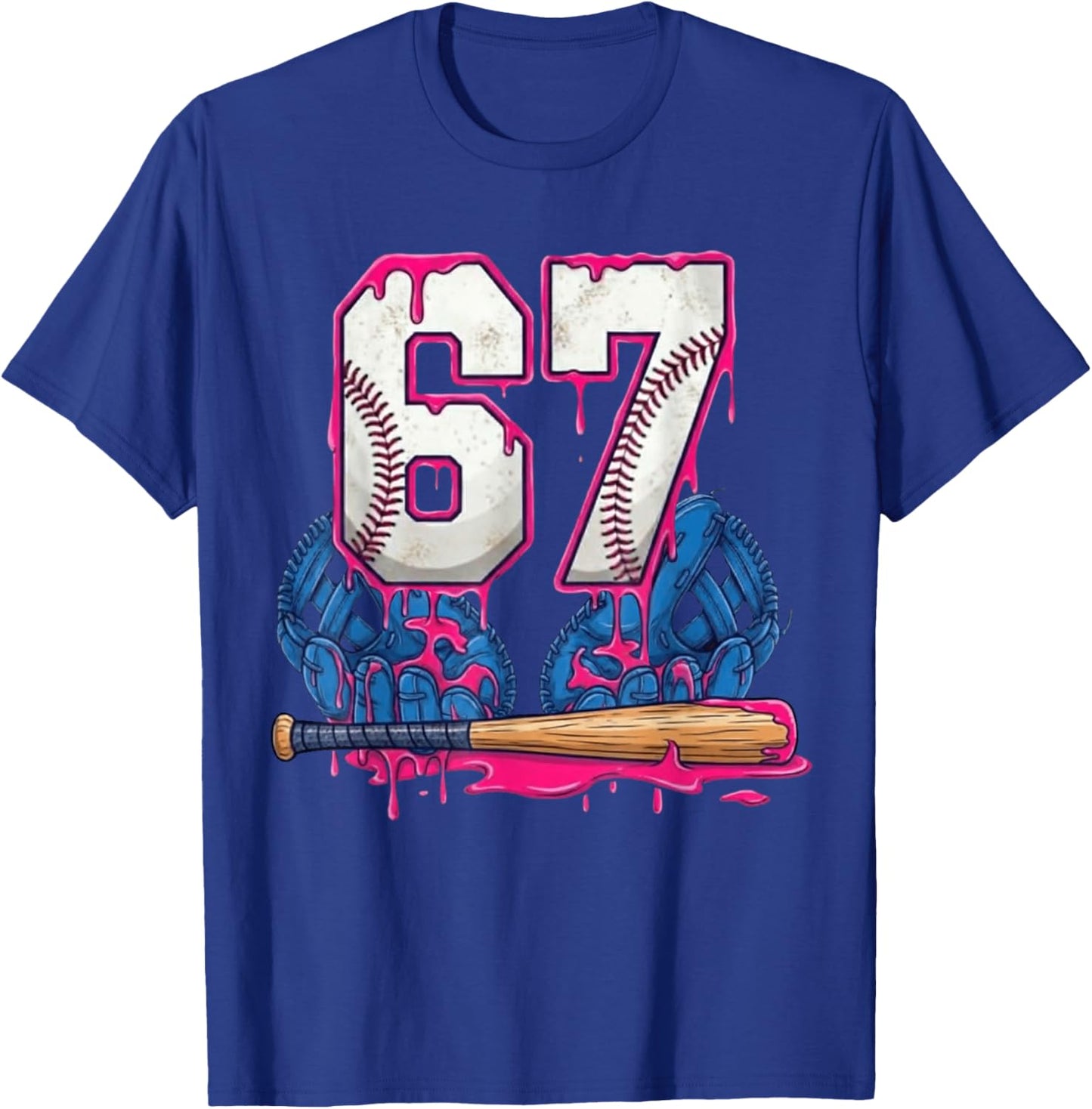 Baseball Drip 67 Meme Six Seven Funny 6-7 Gen Alpha Slang T-Shirt - T-Shirt | Royal
