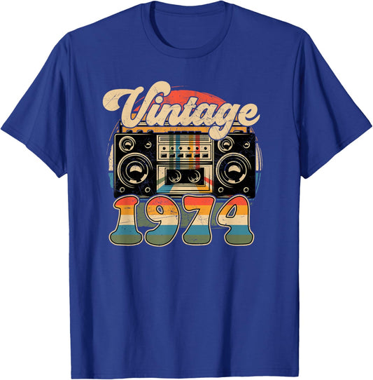 52th Birthday Retro Vintage 1974 Men Women T-Shirt - T-Shirt | Royal