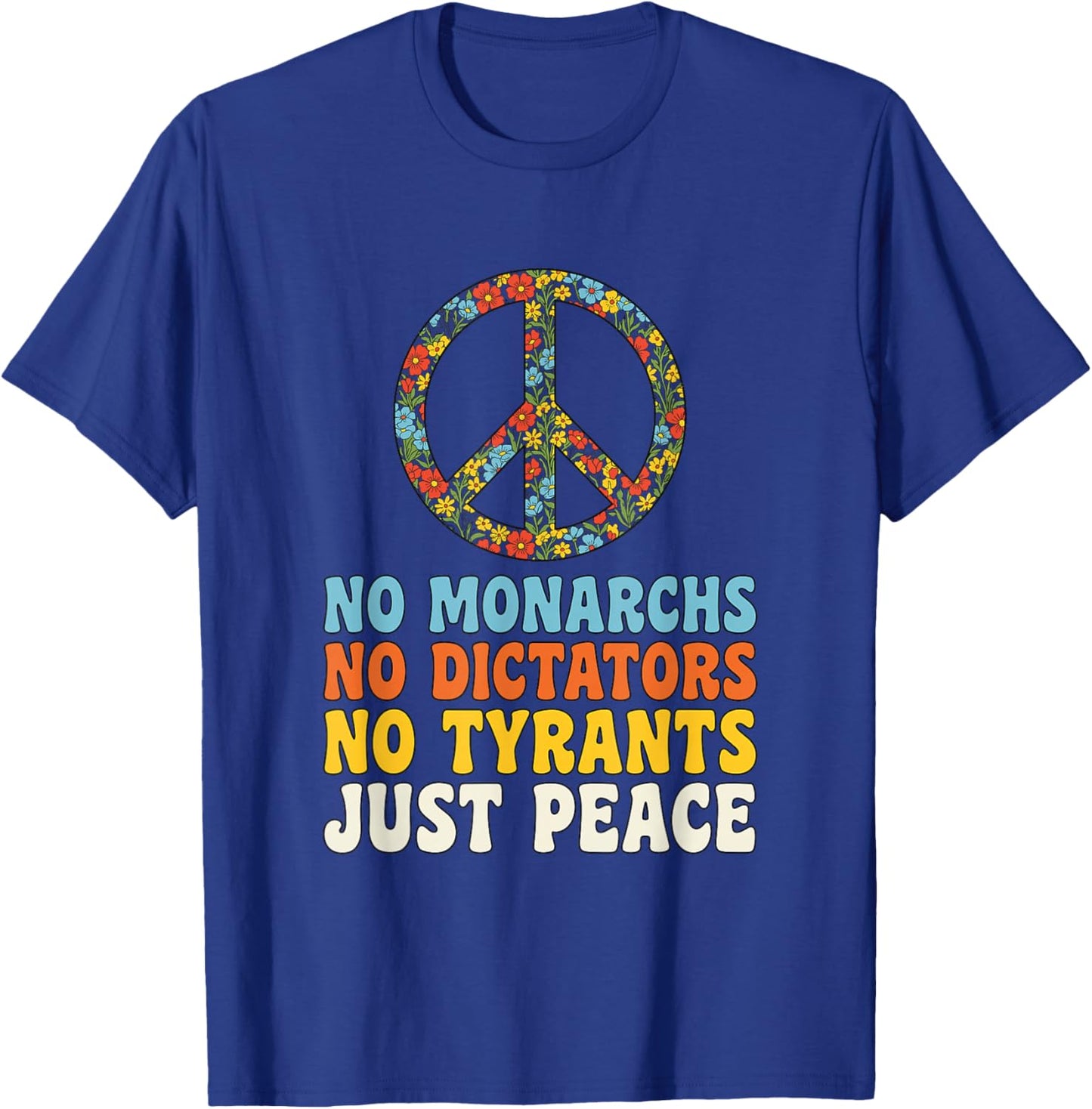 No Kings in America Groovy Vintage 70s Peace T-Shirt - T-Shirt | Royal