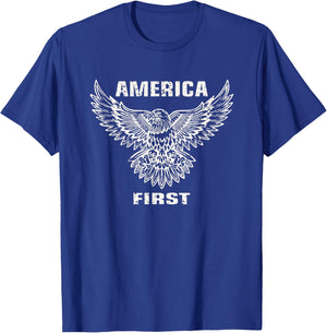 America First. Eagle, Patriotic T-Shirt - T-Shirt | Royal