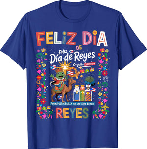 Three Kings Day Puerto Rican Kids Idea & Coqui Frog Boricua T-Shirt - T-Shirt | Royal