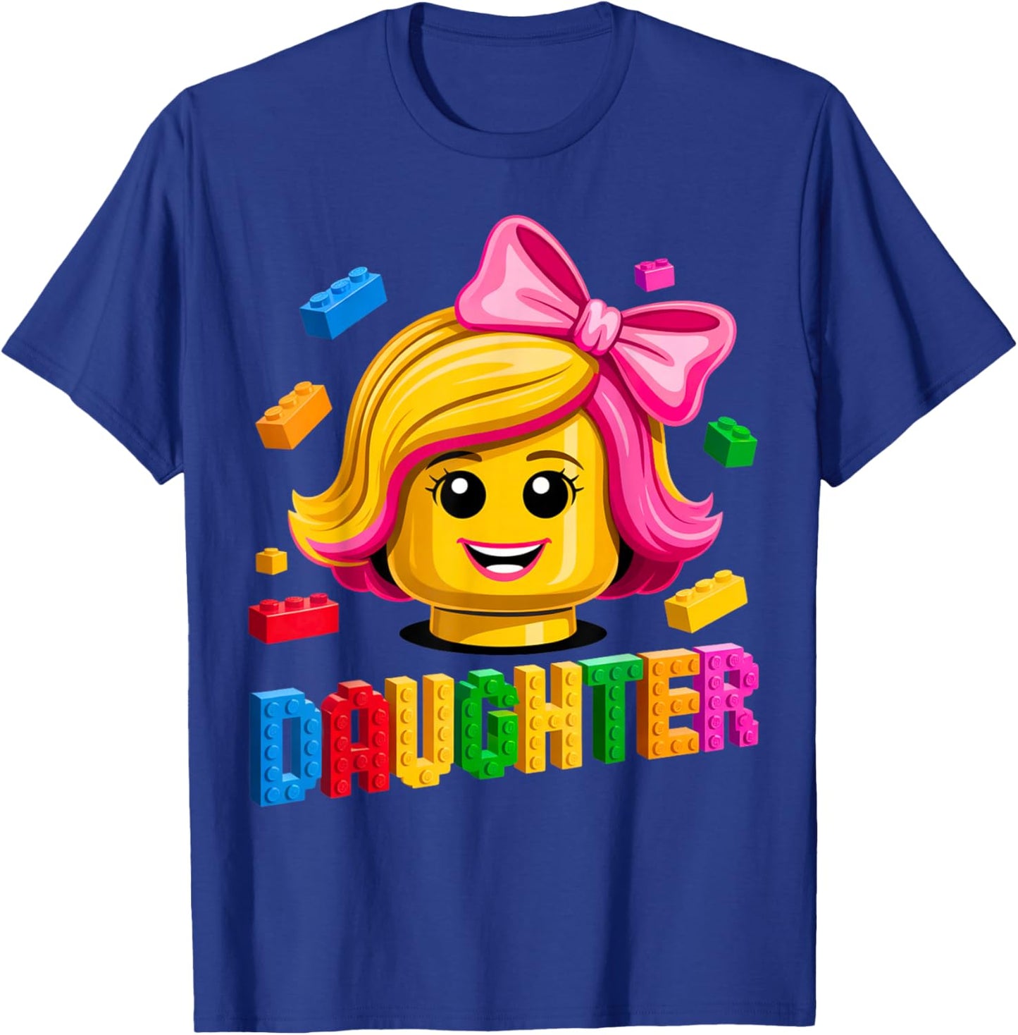 Family Daughter Master Builder Building Brick Blocks Kids T-Shirt - T-Shirt | Royal