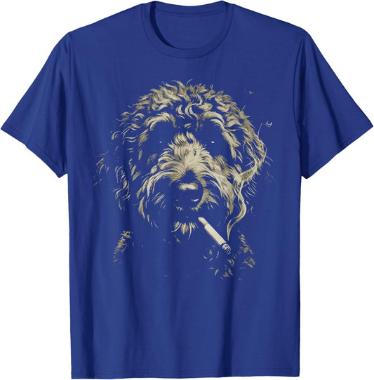 Smoking Dog Meme Funny Goldendoodle Smoking Meme Vintage Y2K T-Shirt - T-Shirt | Royal
