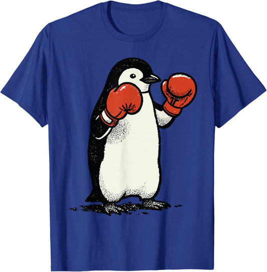 Boxing Penguin Shirt Fighter Funny Animal Graphic Boxer Men T-Shirt - T-Shirt | Royal