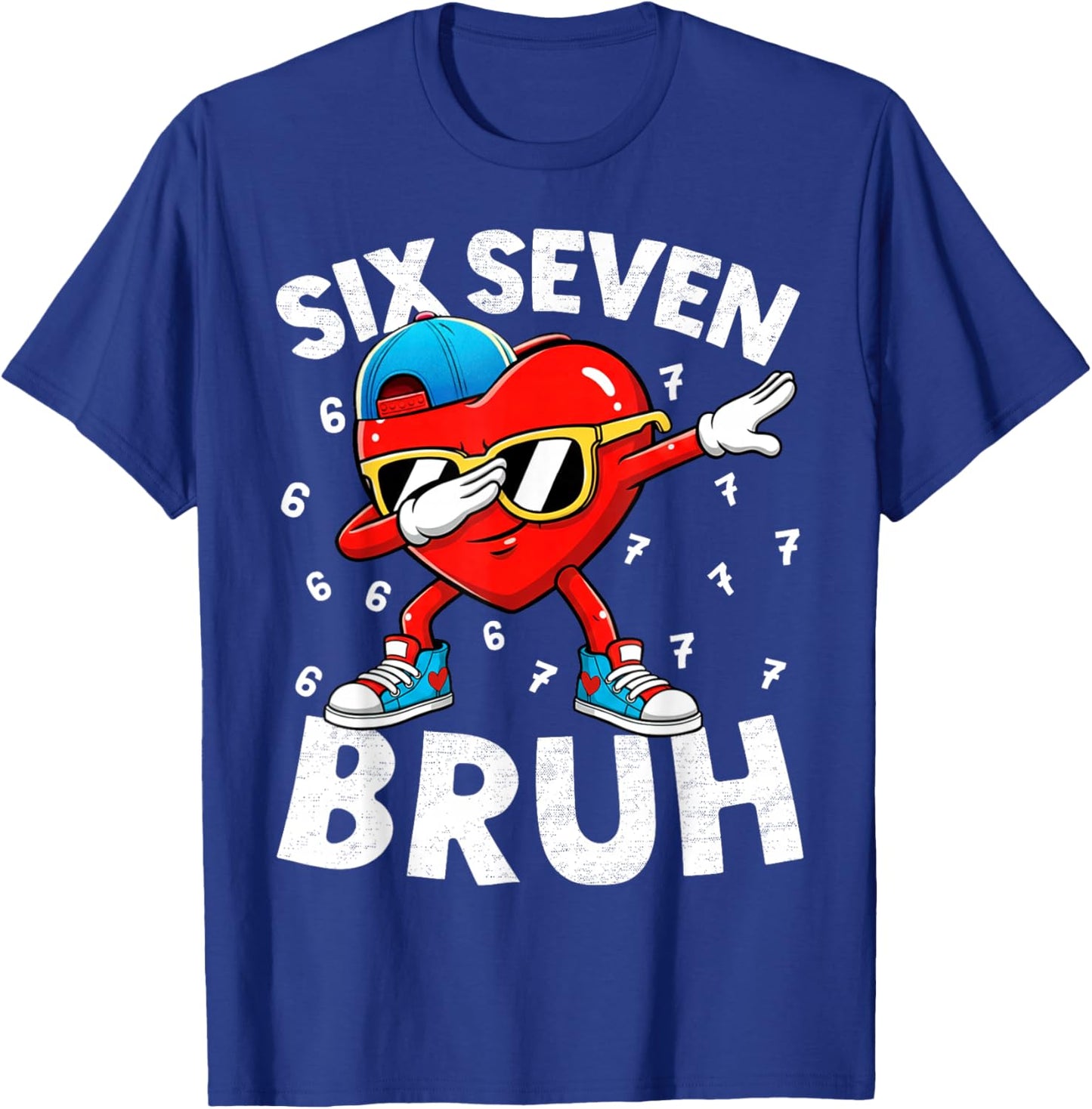 Heart Dabbing Valentines Day Six Seven Bruh 6 7 Meme Boys T-Shirt - T-Shirt | Royal