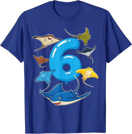 Stingray 6th Birthday Party 6 Years Old Birthday Stingray T-Shirt - T-Shirt | Royal
