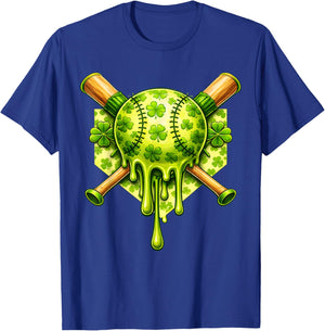 St Patricks Day Baseball Ice Cream Drip for Youth Boys Kids T-Shirt - T-Shirt | Royal