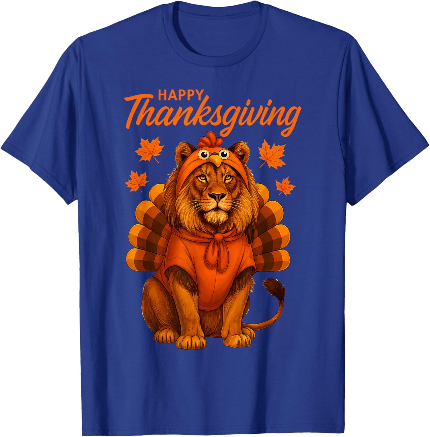 Happy Thanksgiving Lion Women Boys Girls Kids Outfit Gifts T-Shirt - T-Shirt | Royal