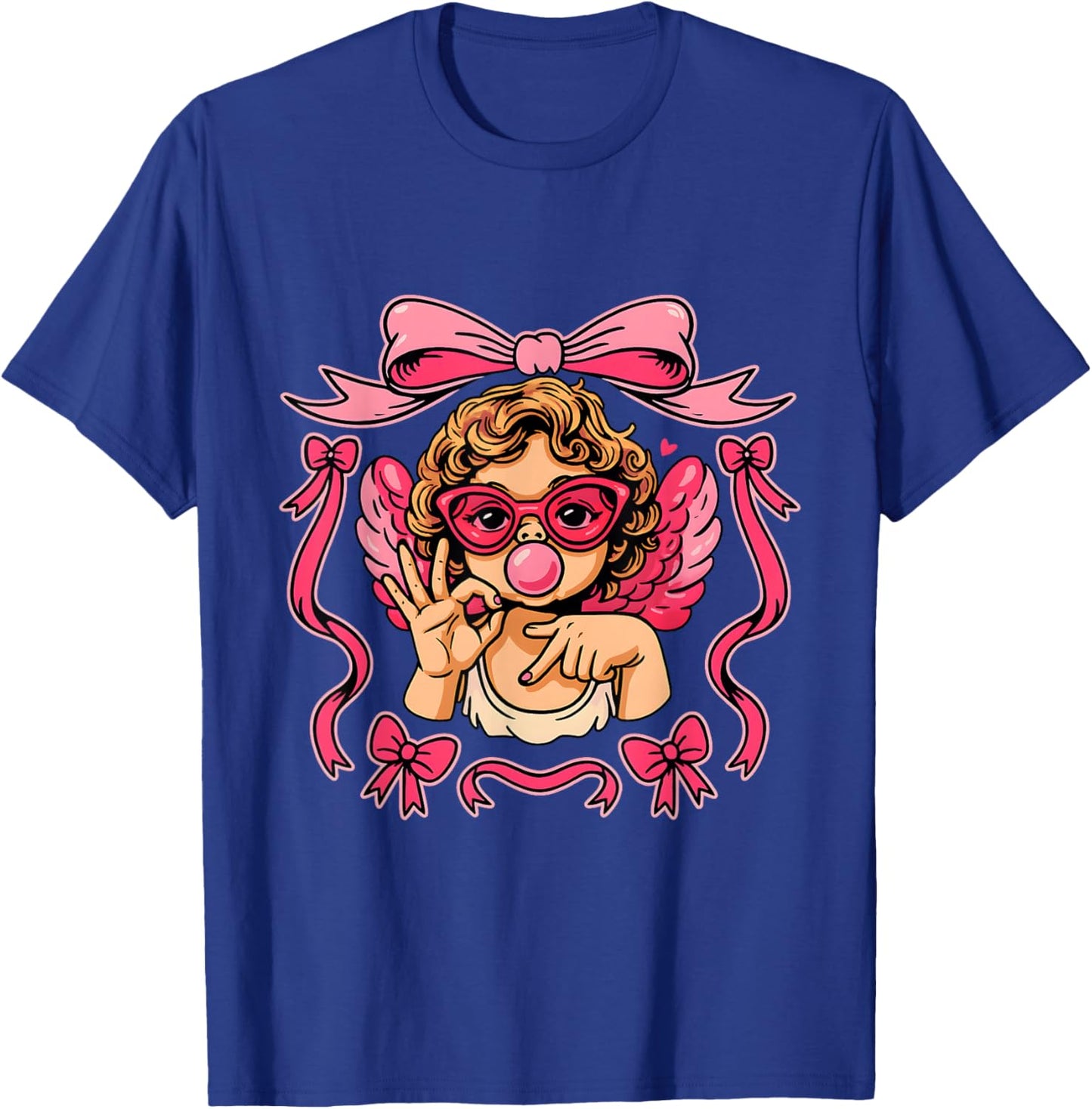 Retro 67 Cupid Angel Bubblegum Pink Aesthetic Valentine T-Shirt - T-Shirt | Royal