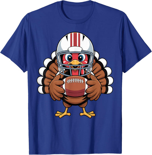 Retro Thanksgiving Turkey Football Toddler Boys Kids T-Shirt - T-Shirt | Royal
