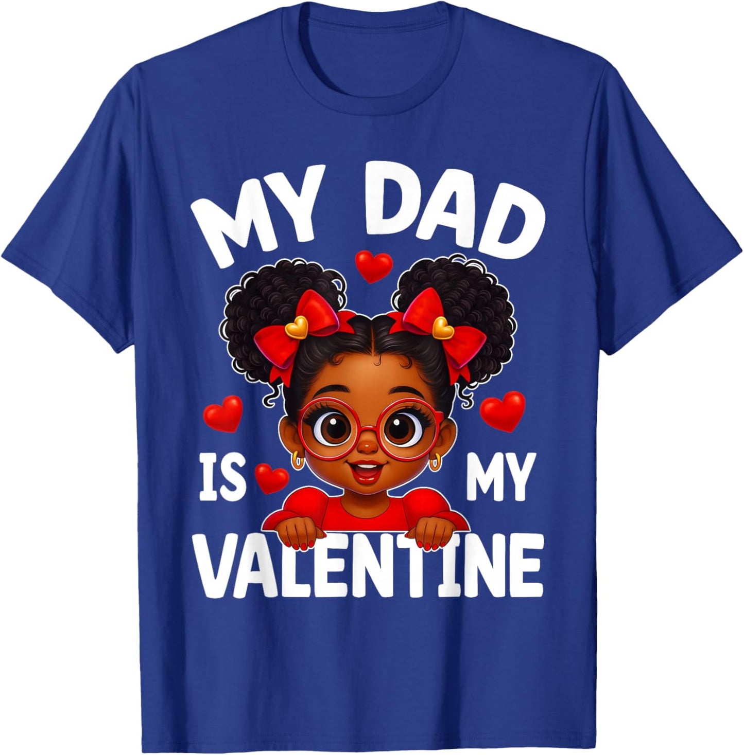 Dad is My Valentine African American Kids Valentine's Day T-Shirt - T-Shirt | Royal