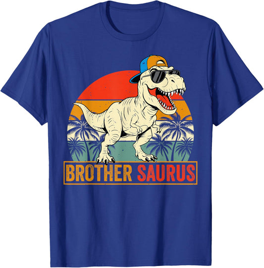 Brother Saurus T-Rex Retro Dinosaur Lover T-Shirt - T-Shirt | Royal