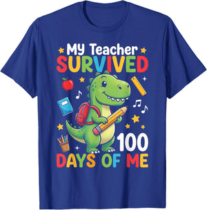 100th Day of School My Teacher Survived 100 Days of Me Boys T-Shirt - T-Shirt | Royal