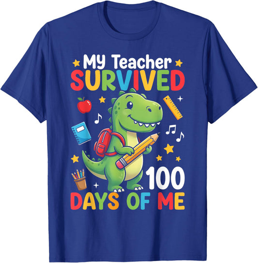 100th Day of School My Teacher Survived 100 Days of Me Boys T-Shirt - T-Shirt | Royal