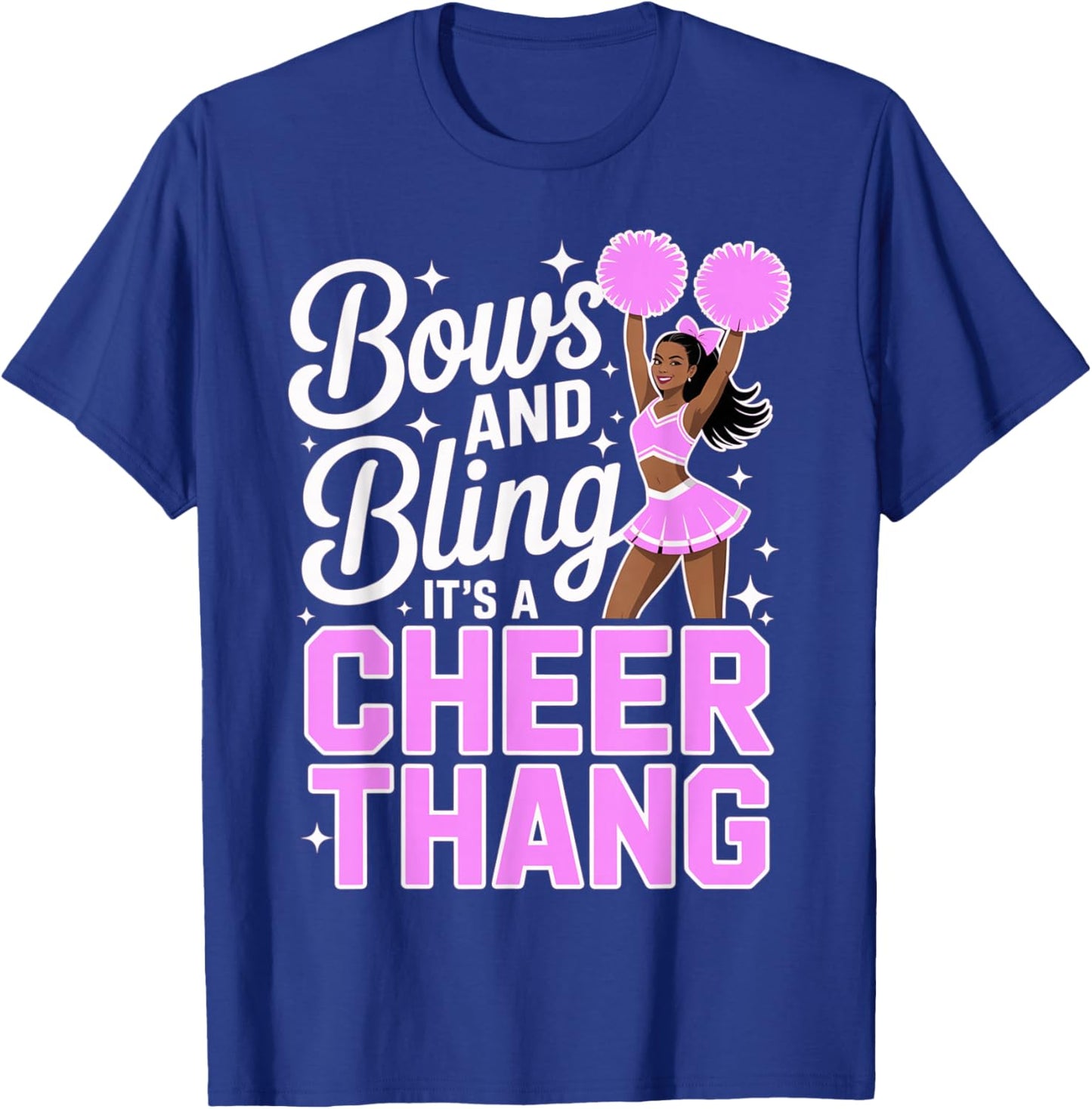 Black Cheerleader Bows Cheer Cheerleading Hot Pink T-Shirt - T-Shirt | Royal