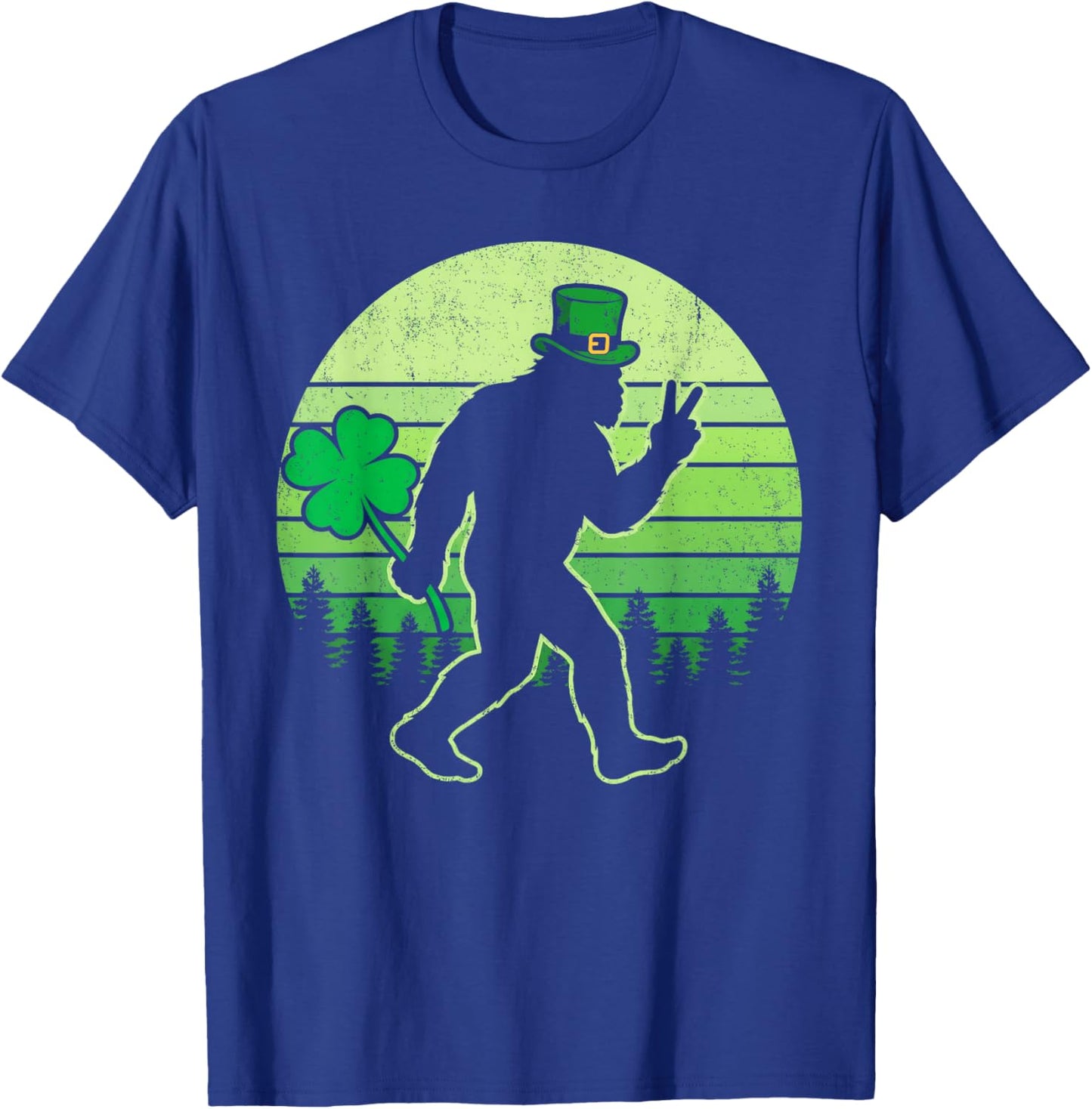 Funny Men St Patricks Day Bigfoot Shamrock Men Women Kids T-Shirt - T-Shirt | Royal