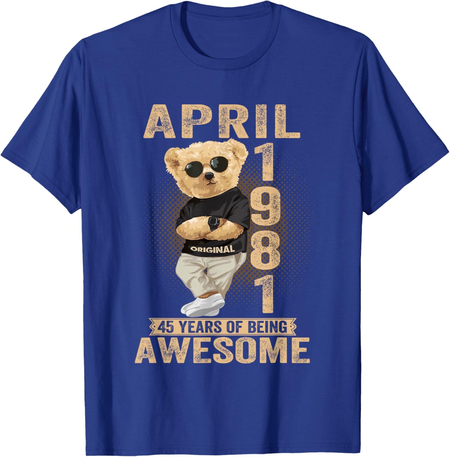 April 1981 45th Birthday 2026 Women 45 Years Teddy Bear T-Shirt - T-Shirt | Royal