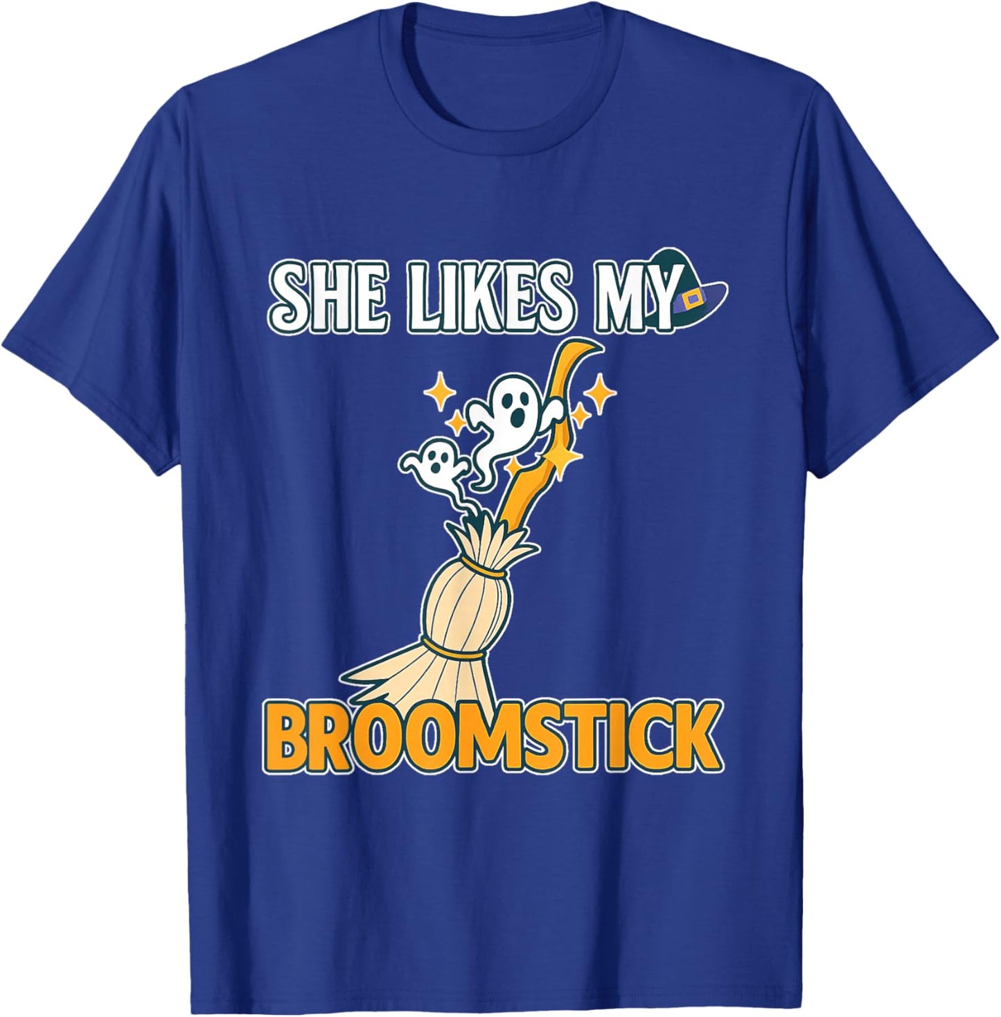 She Likes My Broomstick He Likes My Pumpkins Funny Couple T-Shirt - T-Shirt | Royal