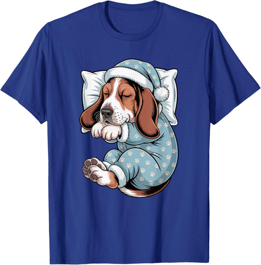 Sleepy Basset Hound Pajama Dog Lover Men Woman Kids T-Shirt - T-Shirt | Royal