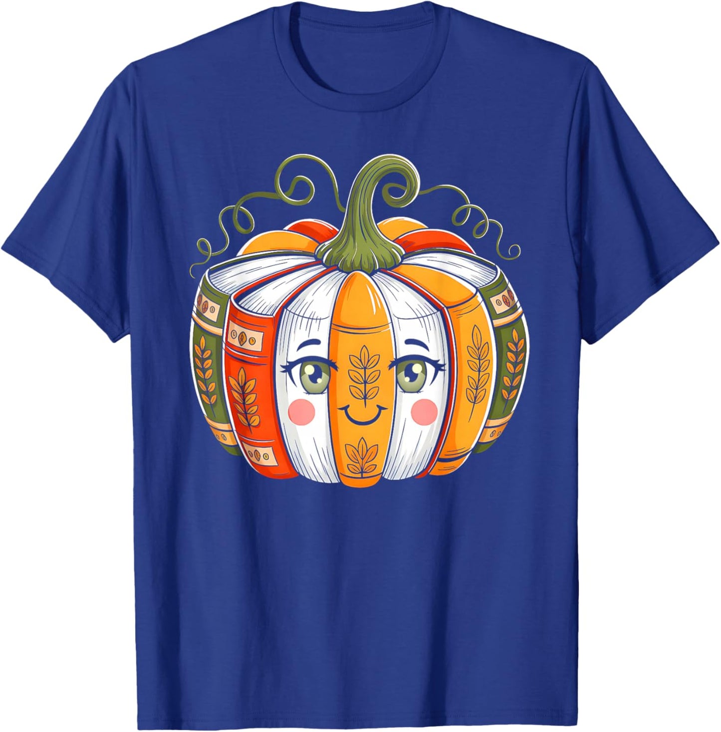 Fall Book Pumpkin Teacher Halloween Librarian Book Lovers T-Shirt - T-Shirt | Royal