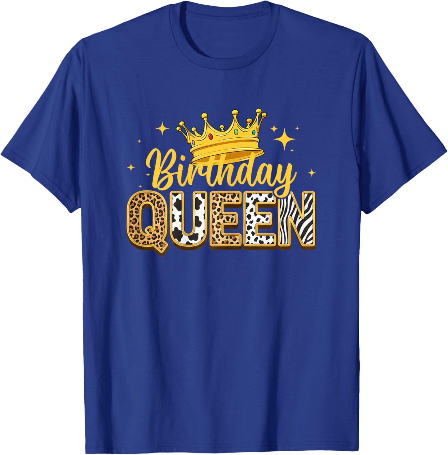 Birthday Queen Leopard Animal Lover Crown Birthday T-Shirt - T-Shirt | Royal