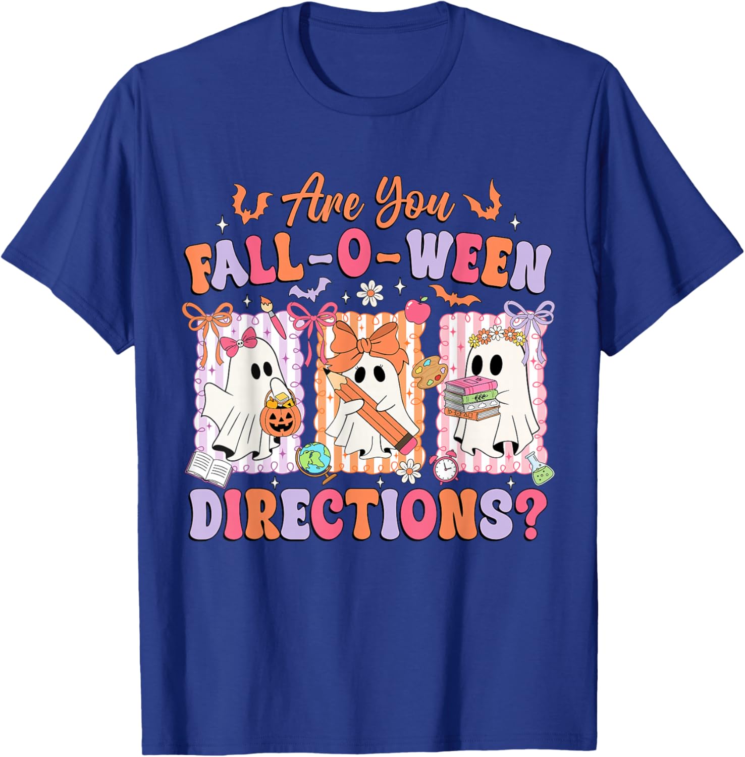 are You Fall-O-Ween Directions Funny Ghost Pumpkin Halloween T-Shirt - T-Shirt | Royal