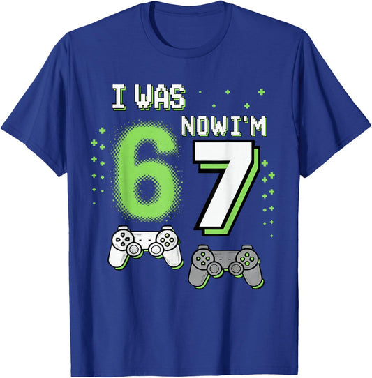 I was 6 Now I'm 7 Gaming Boy Birthday Gifts for Boys Kids T-Shirt - T-Shirt | Royal